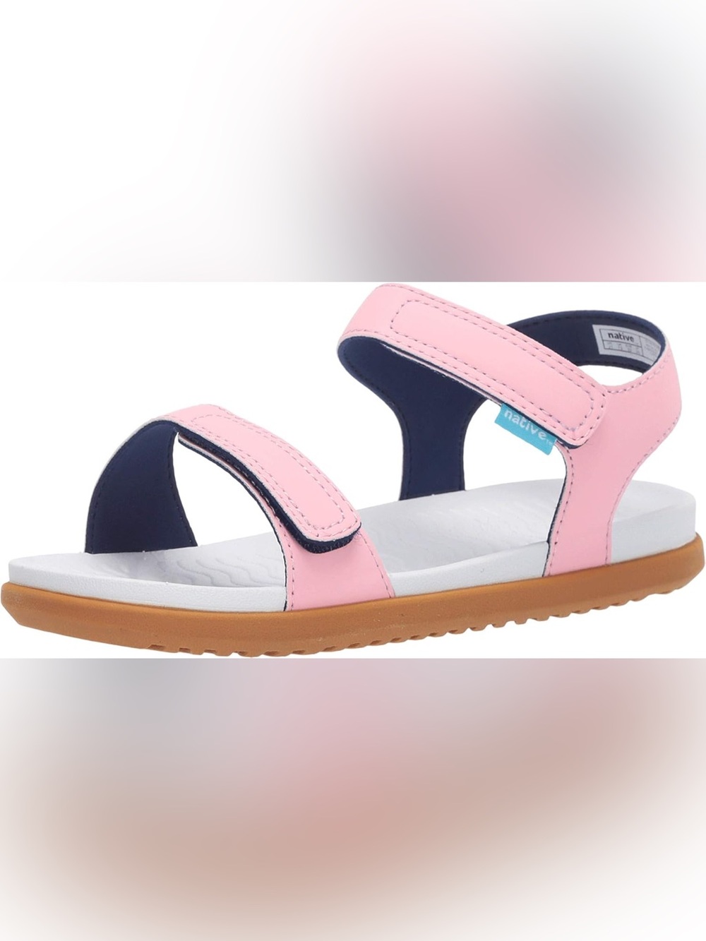 Native Kids' Pink and Navy Velcro Sandals